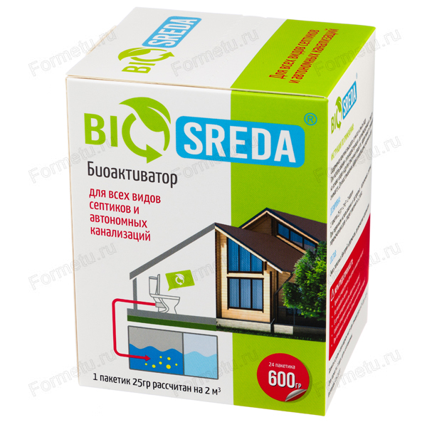 Септик 600 Биоактиватор для септиков и автономных станций BIOSREDA, 600 г, 24 шт. (BIOSREDA).jpg